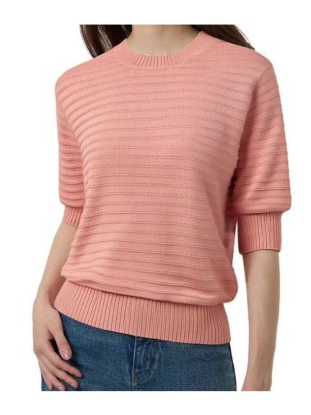 Frye Pink Short Sleeve Sweater Womens M Cotton Knit Casual Lightweight Top